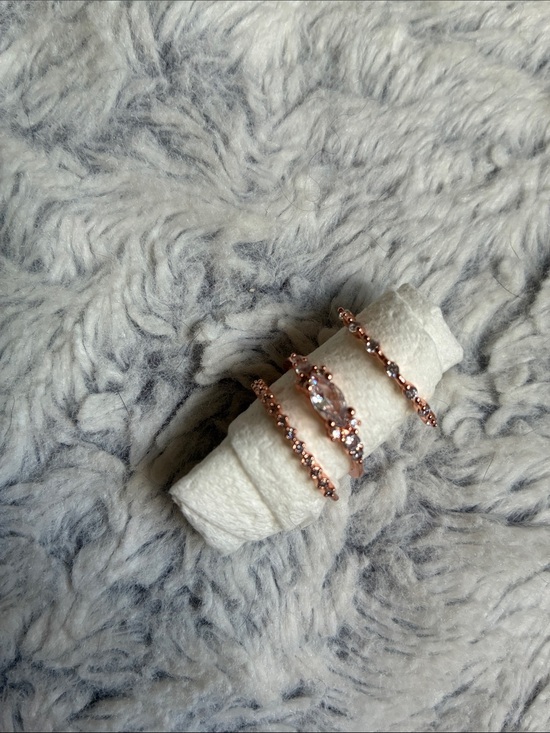 Minddha Jewelry - Ring Trio/ Rose Gold Color & Clear CZ Stones